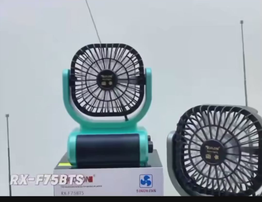 RX-F75BTS 6 pouces ventilateur sans fil Blue tooth haut-parleur extérieur portable antenne radio solaire charge panneau.