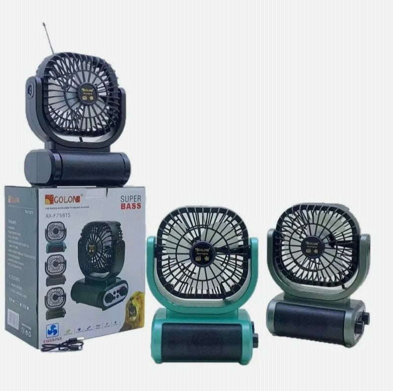 RX-F75BTS 6 pouces ventilateur sans fil Blue tooth haut-parleur extérieur portable antenne radio solaire charge panneau.